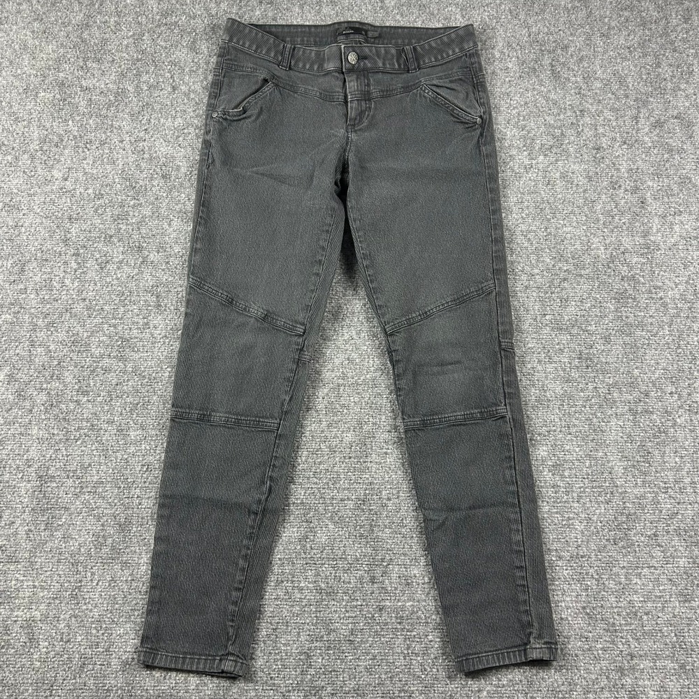 Prana Kara Corduroy Pants Womens 10 Gray Pinstripe Skinny‎ Moto Outdoor Trousers